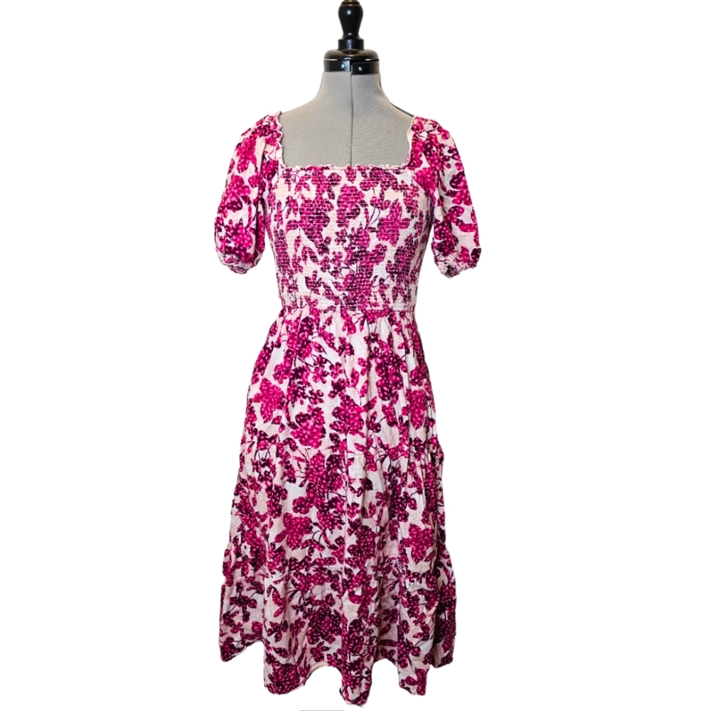 Cottagecore Feminine XS Women's Old Navy Pink Fuchsia Peach Floral Maxi Dress